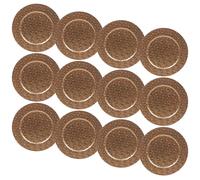 (12x Gold Pyramid) 33cm Charger Plates Set Silver Gold 3D Placemats Box Mosaic Weave Pyramid Design