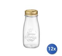 12X Juice Bottle 4 Seasons 0.4L With Capsule, Transparent Glass