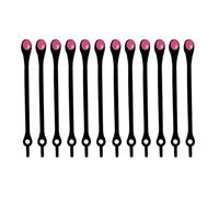 12x Lazy Shoe Laces Elastic Silicone Rubber Shoelace Easy No Tie Adult Kids HOT (Black with Pink Inserts)