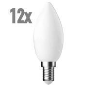 12x LED Candle Filament E14 1.2W = 15W Warm White Matt / Opal 140lm Light Bulb [EEK: E]
