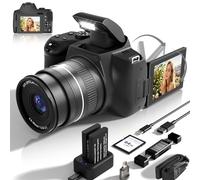 12X Optical Zoom Digital Cameras for Photography: 72MP 4K UHD Auto Focus Compact Cameras with WiFi - 180° Flip Screen & 64GB SD Card for Beginners YouTube Vlogging Creator Outdoor Travel Black