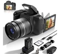 12X Optical Zoom Digital Cameras for Photography: 72MP 4K UHD Auto Focus Compact Cameras with WiFi - 180° Flip Screen & 64GB SD Card for Beginners YouTube Vlogging Creator Outdoor Travel Black