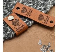 12x Personalized Square Faux Leather Tags with Rivets for Crochet Knit and Sewing Projects, Custom Clothing Tags with Rivets for Knitting, Craft Accessories