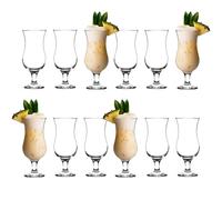 LAV Fiesta Pina Colada Glasses - 390ml - Clear - Pack of 12 - Large Tall Hurricane Pineapple Martini Milkshake Party Drinking Glass Set