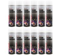 12x Promatic Clear Lacquer Spray, High Gloss Finish, 500ml, Fast Drying, Weatherproof, UV/Scratch/Impact Resistant