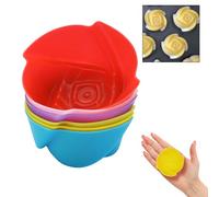 12x Random Flower Silicone Muffin Cases Reusable Cupcake Moulds for Baking Air Fryer Oven Microwave Dishwasher Safe BPA Free Non Stick Multicolour Ramekins for Valentine Birthday Party