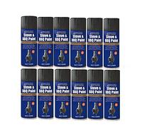 12X Rust-Oleum Stove and BBQ Heat Proof Black Spray Paint - 400ml