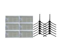 12x Side Brush+ 6x HEPA Filter Replacement Compatible for V1 Robotisc Vacuum Cleaner Compatible For Ilife V1 V55 V50