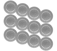 (12x Silver Pyramid) 33cm Charger Plates Set Silver Gold 3D Placemats Box Mosaic Weave Pyramid Design