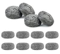 12x Stainless Steel Scourers - Heavy Duty Dish Washing Scrubbers for Pots Pans Grills - Non Scratch Wire Cleaning Pads for Kitchen Household Rust Resistant Reusable