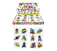 12x Super Hero Temporary Tattoos - Party Favours / Loot Bag Fillers
