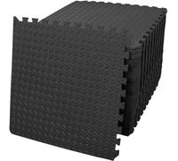 12Pcs Black Gym Flooring Puzzle Mat Interlocking EVA Floor Tiles Non Slip Rubber Cushion For Home Workout Yoga Matting, 60x60cm