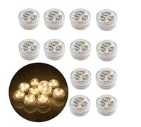 12x Underwater LED Flameless Tea Lights, Battery Operated Submersible Waterproof Decorative Candle Lights for Fish Tank / Pond / Swimming Pool / Wedding / Party (Warm White)