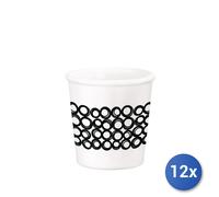 12X Unique Opal Glass Coffee Cups Cl9.5, White With Black Rim