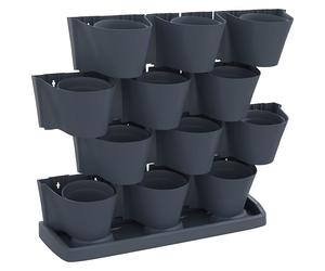 12x Vertical Garden Plant Set Anthracite Polypropylene Planter Stand vidaXL