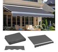 12x10 FT Retractable Patio Awning Replacement Fabric 300g/m² UV & Water-Resistant Outdoor Sun Shade Canopy Cover for Deck Balcony Yard - Dark Gray (Size: 16x8.2ft)