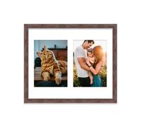 12X10 Inch 2 Opening Photo Collage Frame, Display Two 7X5 Inch Photos, Multi Aperture Family Picture Frame, Walnut