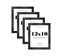 12x10 Photo Frame, Display 12x10" Pictures (30.5 x 25.4cm) Picture Frame for wall Display - Black - 4 Pack