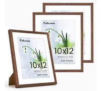 12x10 Photo Frame, Walnut 12x10 Inch Frame Set of 3, 12x10 Picture Frame Matted for 8x10 Photo Frame with Real Tempered Glass, Tabletop & Wall Mounting Display for Family Home Office Art Prints