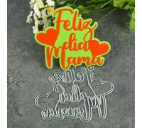 12x10cm Spanish Happy Mother's Day Metal Cutting Dies Cut Stencils for Scrapbooking Embossing Paper Photo Album Decorative Card Making Template