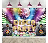 12x10FT Disco Backdrop Vintage 70s 80s 90s Disco Party Photography Background Let's Glow Crazy Shining Neon Night Speaker Birthday Party Cake Table Decorations Banner Photo Booth Props