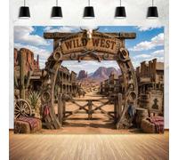 12X10ft Western Cowboy Backdrop Wild West Country Town Photo Background | Old Western Desert Cactus Cowboy Themed Photography Backdrop for Birthday Rodeo Baby Shower Party Banner Decorations Supplies
