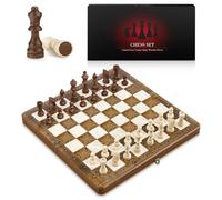 12''x12'' Chess Set for Adults Kids, Magnetic Wooden Chess Board with Handmade Staunton Pieces & 2 Bouns Queens, Folding Portable Travel Board Game for Tournament Professional Beginner