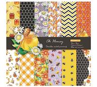 12x12 Double Sided Scrapbook Paper Pad - Yellow Black Honeycomb Bee Pattern Design Origami Pack for DIY Arts Collection Craft Wrapping Gift Card Photo Album Holiday Deco Scrapbooking Supplies