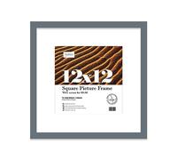 12x12 Grey Picture Frame with Mount for 10x10 Photos, Prints - Modern Square Wall Frame, 1 Pack