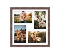 12x12 Inch 4 Opening Photo Collage Frame, Display Four 6x4 Inch Photos, Multi Aperture Family Picture Frame, Walnut
