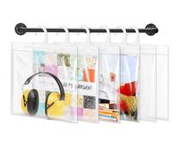 12x12-inch Hanging Storage Bags, Headphone Storage Bags, Large Hook Clear Plastic Bags for Classroom, Library, and Pharmacy Use-24 Pack