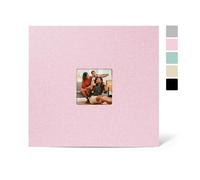 12x12 Inch Large 3 Ring Binder Scrapbook Photo Album, Linen Cover Scrap Book with 50 Plastic Sleeves 100 Pages 12 x 12 Scrapbooks White Pages for Wedding Baby Adventure Travel Women Kids (Pink)