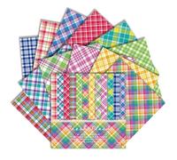 12x12 Inch Scrapbook Papers 24 Sheet, Single Sided Vintage Stripe Plaid (B)