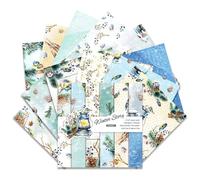 12x12 Inch Winter Scrapbook Paper, 24 Sheets 160gsm Single Sided Paper with Botanical Patterns for Junk Journals, Card Making and Photo Album Decor (Blue, 12x12)