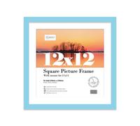 12X12" Light Blue Picture Frame - 12X12" Square Frame With 11X11" Mount For 12X12"/11X11" Pictures Moderrn Style Thin Edge, 1 Pack