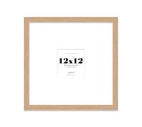 12x12 Oak Picture Frame with Large Mount for 4x4 Photos, Prints - Modern Square Wall Frame, 1 Pack