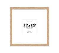12x12 Oak Picture Frame with Large Mount for 5x5 Photos, Prints - Modern Square Wall Frame, 1 Pack