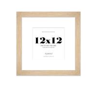 12x12" Oak Square Frame With Mount for 9x9" Pictures 28mm Edge Frame Display with Wall Hooks and Kickstand, 1 Pack
