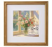 12x12 Photo Frame, 12x12 Inch Solid Oak Wood Square Photo Frame for Home & Wall Decor, 12x12 Frame Matted for 8×8 Picture Frames with High Tempered Glass, Hang Portrait or Landscape