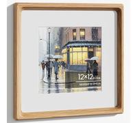 12x12 Photo Frame, Natural Solid Oak Wood Picture Frame with Tempered Glass, Handcrafted Rounded Corner 12x12 in Square Frames Matted to 8x8 in Photos, Wall Display Poster Art Decor