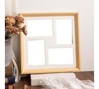 12x12 Puzzle Photo Frame For Displaying 4x6 Matted Photos, Brown Wood Finish Tabletop Collage Frame For Home Office Decor(2129)