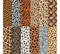12x12 Scrapbook Paper, 24 Sheets Double Sided Decorative Paper for Scrapbooking, Vintage Floral Patterned Craft Paper for DIY Cards, Junk Journals, Album Decoration (Leopard Print, 12x12 inch)