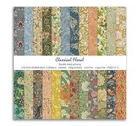 12x12 Scrapbook Paper, 24 Sheets Double Sided Decorative Paper for Scrapbooking, Vintage Floral Patterned Craft Paper for DIY Cards, Junk Journals, Album Decoration, 12 Designs (Style C)