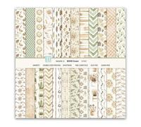 12x12 Scrapbook Paper, 24 Sheets Double Sided Decorative Paper for Scrapbooking, Vintage Floral Patterned Craft Paper for DIY Cards, Junk Journals, Album Decoration, 12 Designs (Style D)