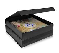 12x12 Scrapbook Storage Box for Scrapbooks, Papers and Supplies, Odor Free, Solid Black, 2 PCS 2 Pack