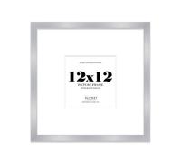 12X12" Silver Picture Frame - 12X12" Square Frame With 9X9" Mount For 12X12"/9X9" Pictures Vintage Style Room Decor, 1 Pack