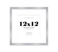 12x12 Silver Picture Frame with Mount for 10x10 Photos, Prints - Modern Square Wall Frame, 1 Pack