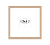 12x12" Square Picture Frame, Display Pictures 8x8" With Mat or 12x12" Without Mat, Wall Hanging & Free Standing Photo Frame, Oak, 1 Pack