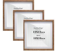 12x12'' Square Wood Photo Frame Set of 3 with Acrylic Glass Front,Walnut wood Effect Picture Frames with Acid Free 10x10'' Mount, for Wall Mount &Tabletop Display,Ideal for Home Gallery Decor & Gifts