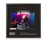 12X12" Walnut Sleek Vinyl Record Frame For 12 Inch Lp Album Covers - Elegant Wall Display - Ak Frames